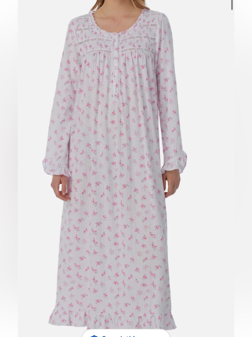 NWOT EILEEN WEST ROSE FLORAL Pointelle Modal Long Sleeve Ballet Nightgown XS
